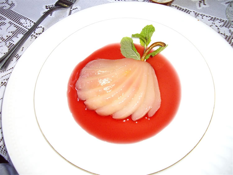 Cranberry Poached Pear