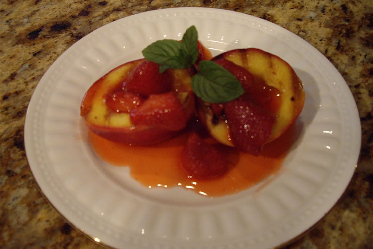Grilled Nectarines with strawberries